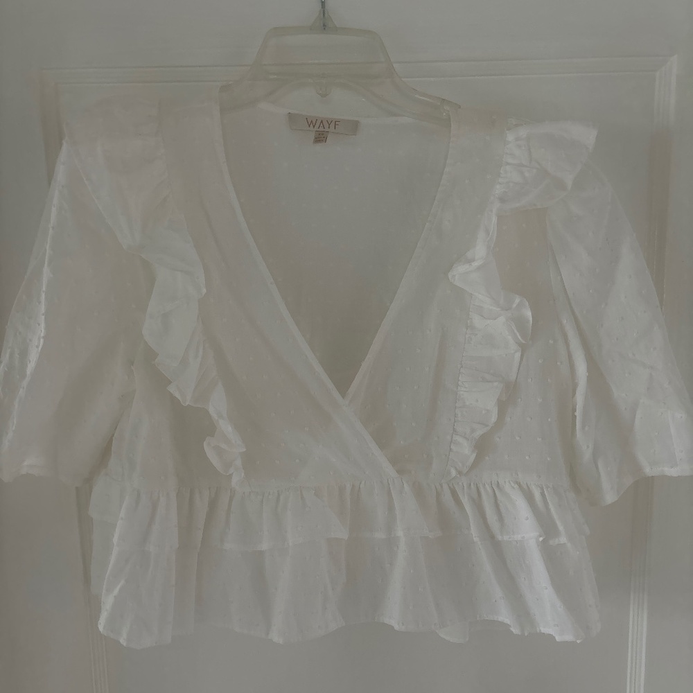 WAYF Navi Ruffle Peplum Top